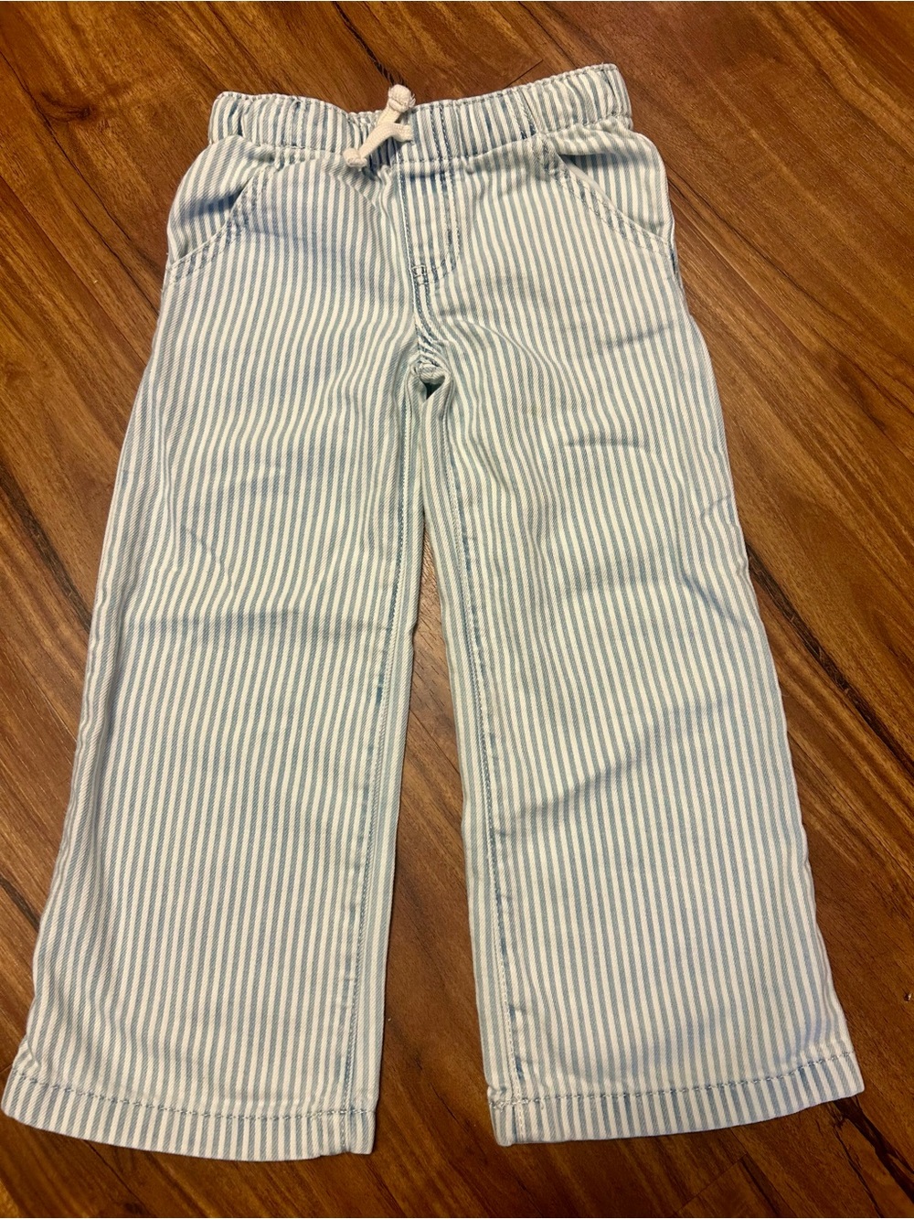 Kids Light Blue & White Stripe Pull-On Pants wide leg